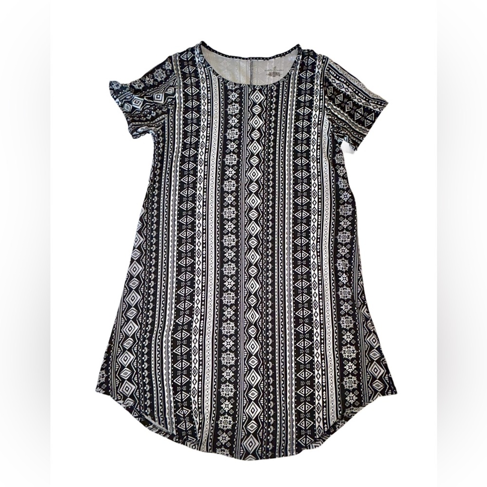 Black and White Tribal Print Mini Dress Size Medium